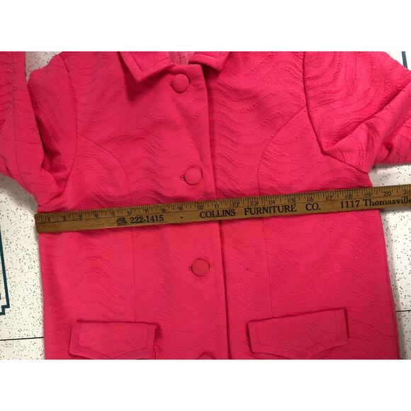 Vintage 1980s Women's Pink Jacket Coat Overcoat Long sleeve Knee length collar - Picture 6 of 9